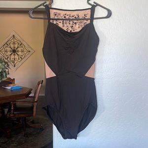 Black mesh cut out ballet leotard